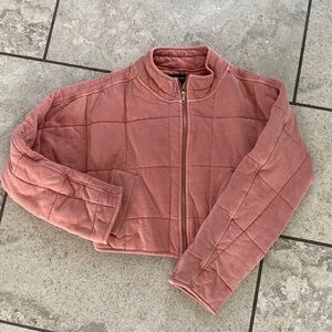 Quilted Bomber Jacket in Dusty Pink